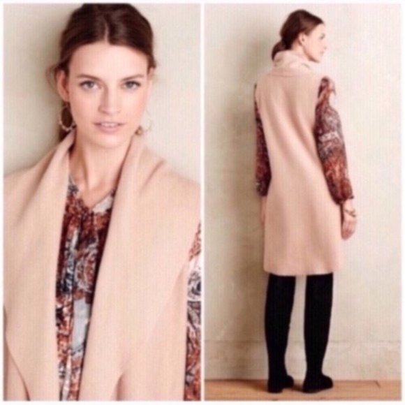 ANTHRO MOTH 100% Wool Camel Sleeveless Cardigan - Picture 1 of 12